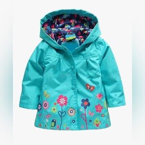 NWT Arshiner Kids Waterproof Hooded Rain Jacket Floral Size 100 (3–4T)